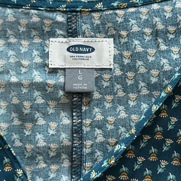 NWT Old Navy Women T-shirt Dress Size Large V Neck 3/4 Sleeves Teal Floral Print - Picture 5 of 9